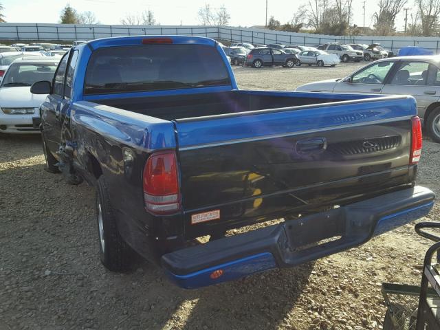 1B7GL22X61S198939 - 2001 DODGE DAKOTA BLUE photo 3