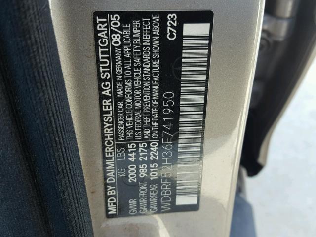 WDBRF52H36F741950 - 2006 MERCEDES-BENZ C GENERATI SILVER photo 10