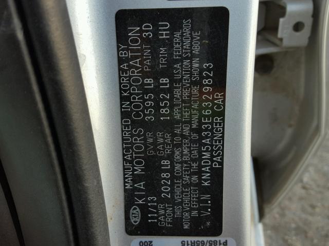 KNADM5A33E6329823 - 2014 KIA RIO LX Արծաթագույն լուսանկար 10