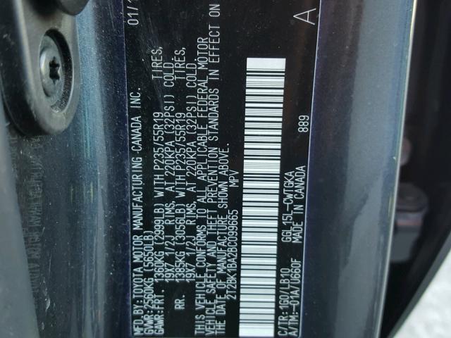 2T2BK1BA2BC099665 - 2011 LEXUS RX 350 CHARCOAL photo 10