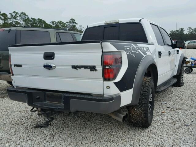 1FTFW1R64CFC08275 - 2012 FORD F150 SVT R WHITE photo 4