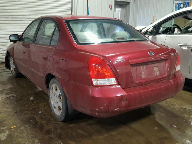 KMHDN45DX2U334274 - 2002 HYUNDAI ELANTRA GL MAROON photo 3