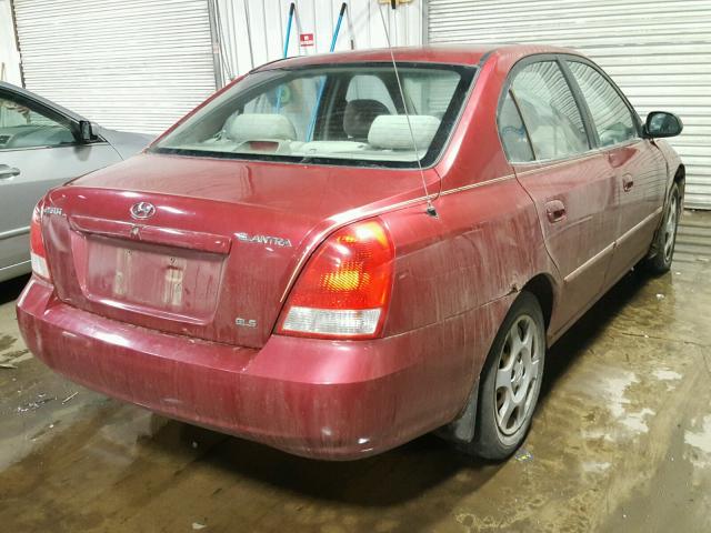 KMHDN45DX2U334274 - 2002 HYUNDAI ELANTRA GL MAROON photo 4