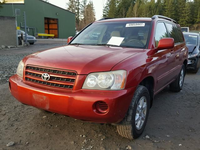 JTEHF21A220092957 - 2002 TOYOTA HIGHLANDER RED photo 2