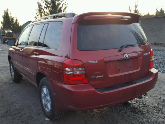 JTEHF21A220092957 - 2002 TOYOTA HIGHLANDER RED photo 3