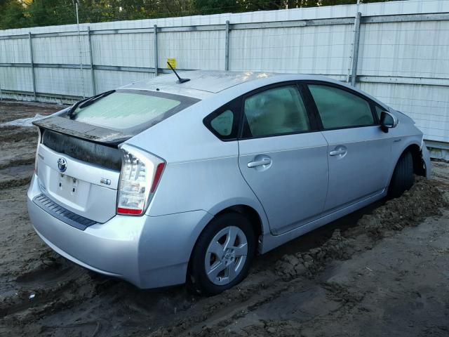 JTDKN3DU4B1376528 - 2011 TOYOTA PRIUS SILVER photo 4