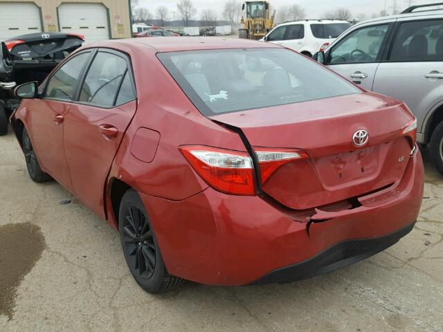 2T1BURHE5EC156730 - 2014 TOYOTA COROLLA L RED photo 3