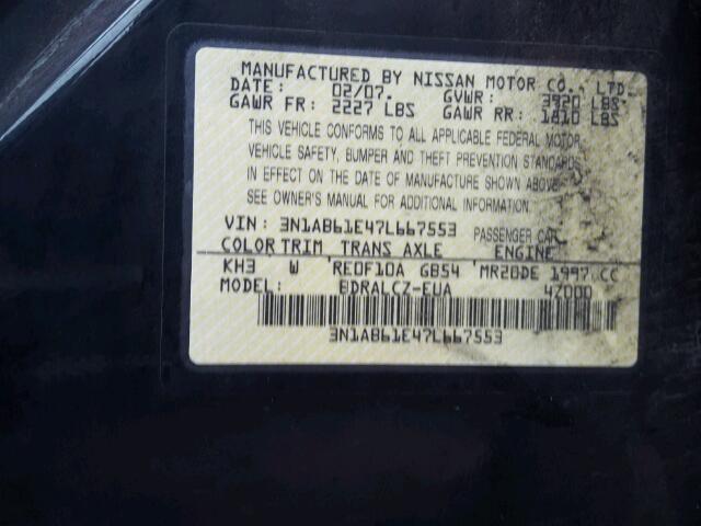 3N1AB61E47L667553 - 2007 NISSAN SENTRA 2.0 BLACK photo 10