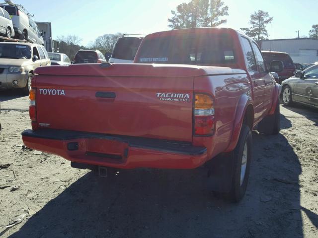 5TEGN92N74Z355136 - 2004 TOYOTA TACOMA DOU RED photo 4