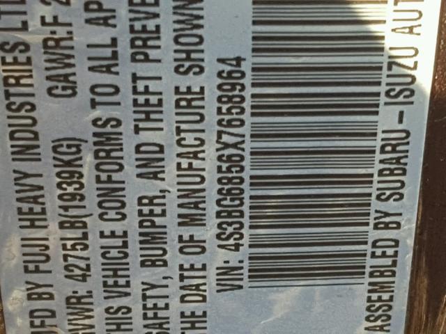 4S3BG6856X7658964 - 1999 SUBARU LEGACY OUT BURGUNDY photo 10