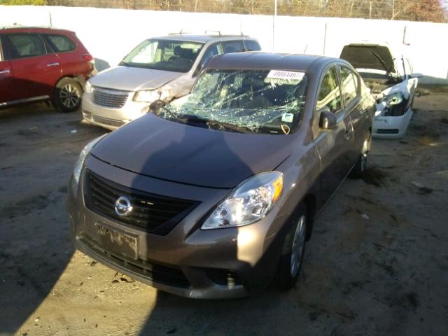 3N1CN7AP7EL839126 - 2014 NISSAN VERSA S GRAY photo 2