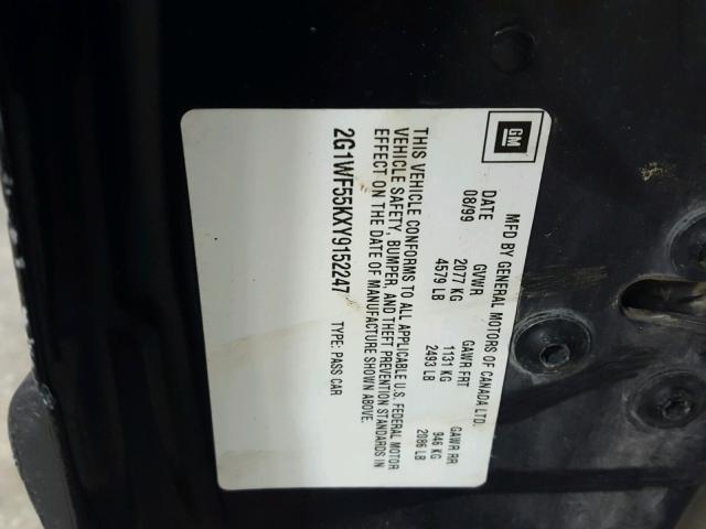 2G1WF55KXY9152247 - 2000 CHEVROLET IMPALA 蓝色 照片 10