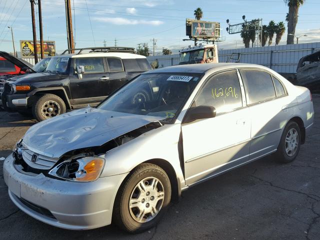 JHMES16572S001550 - 2002 HONDA CIVIC LX SILVER photo 2