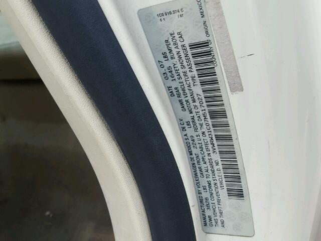 3VWRW31C07M517027 - 2007 VOLKSWAGEN NEW BEETLE 奶油色 照片 10