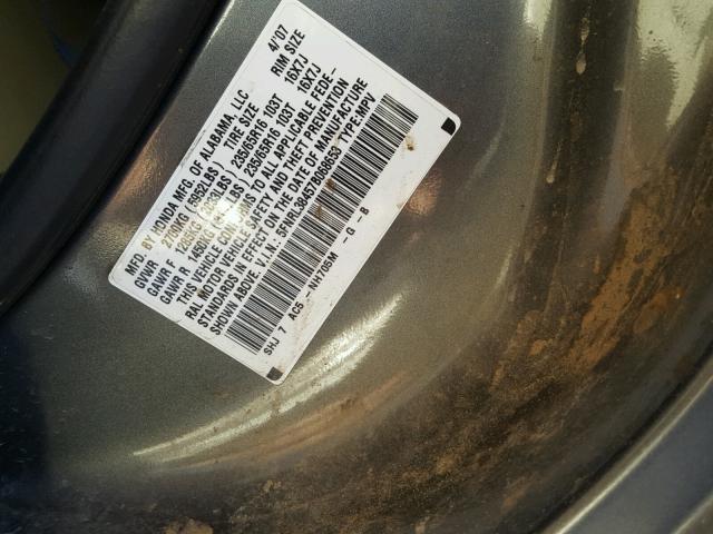 5FNRL38457B068653 - 2007 HONDA ODYSSEY EX SILVER photo 10