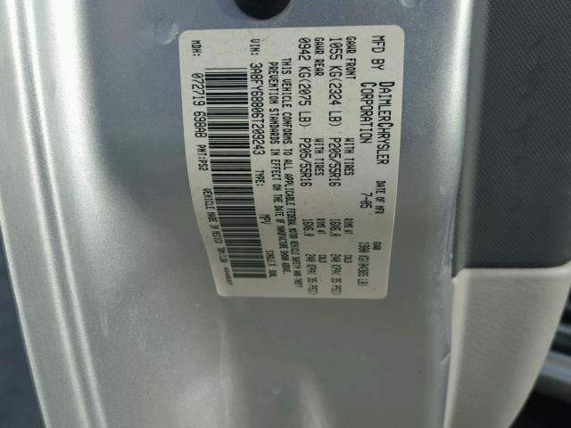 3A8FY68806T209243 - 2006 CHRYSLER PT CRUISER SILVER photo 10