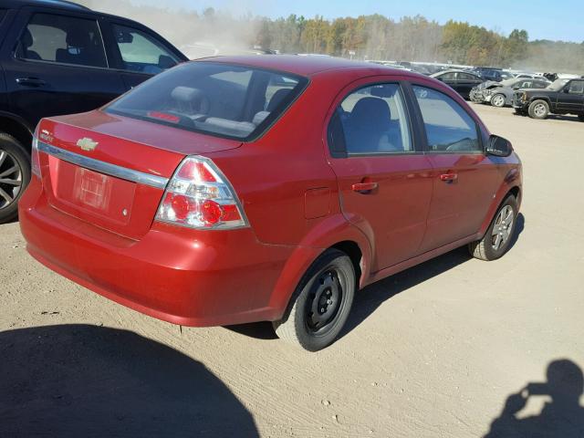 KL1TD56E09B391323 - 2009 CHEVROLET AVEO LS RED photo 4