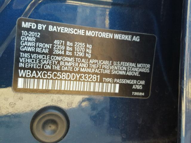 WBAXG5C58DDY33281 - 2013 BMW 528 I BLUE photo 10