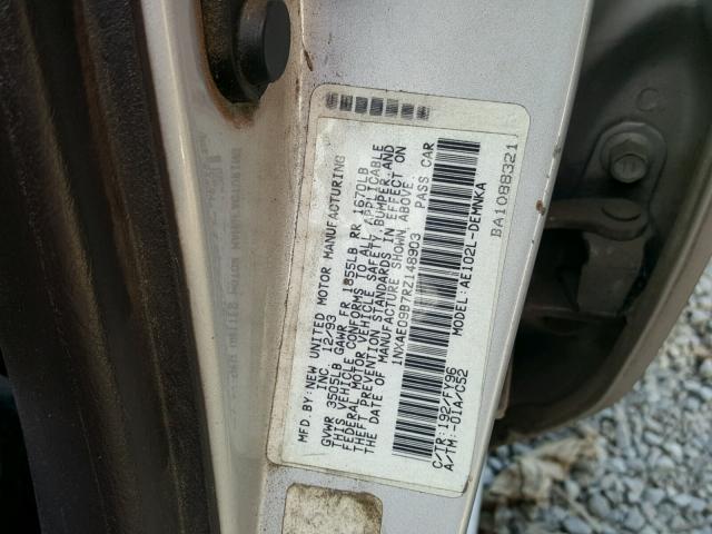 1NXAE09B7RZ148903 - 1994 TOYOTA COROLLA LE SILVER photo 10