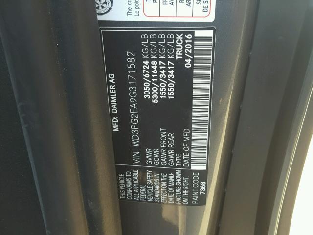 WD3PG2EA9G3171582 - 2016 MERCEDES-BENZ METRIS GRAY photo 10