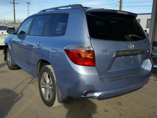 JTEES43A682109845 - 2008 TOYOTA HIGHLANDER BLUE photo 3