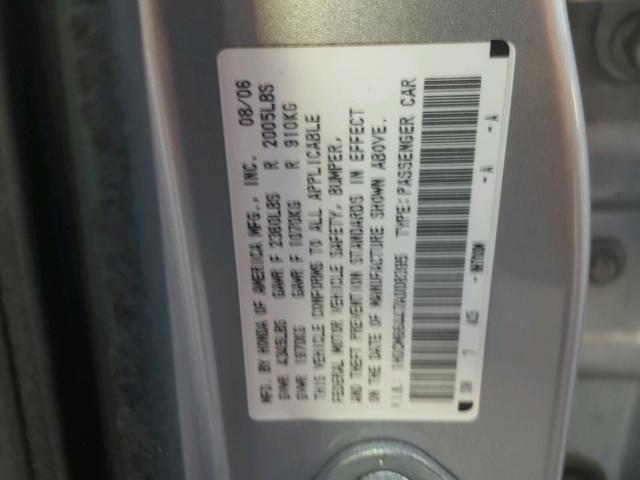 1HGCM66447A008395 - 2007 HONDA ACCORD SE SILVER photo 10