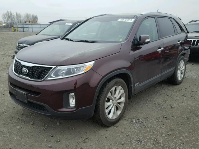 5XYKUDA77EG540639 - 2014 KIA SORENTO EX PURPLE photo 2