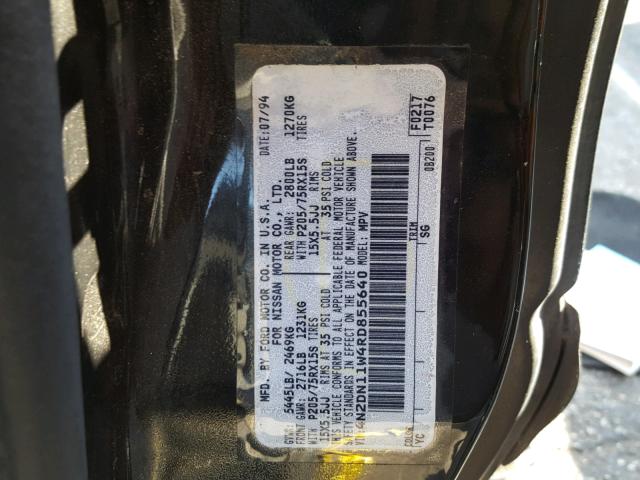 4N2DN11W4RD855640 - 1994 NISSAN QUEST XE BLACK photo 10