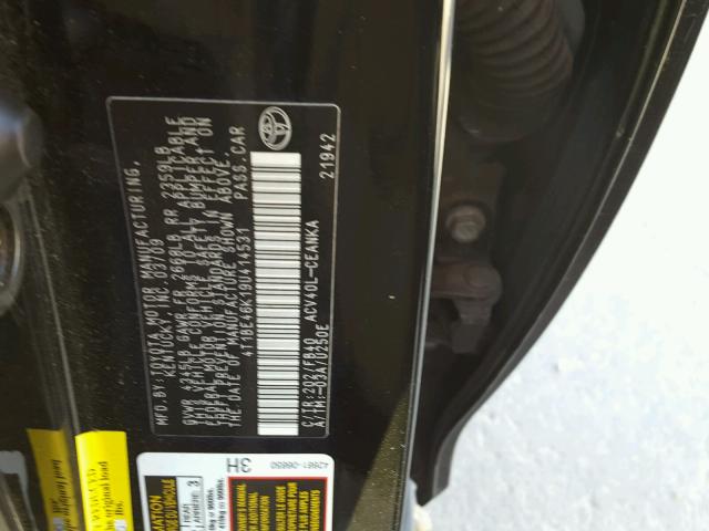4T1BE46K19U414531 - 2009 TOYOTA CAMRY BASE BLACK photo 10