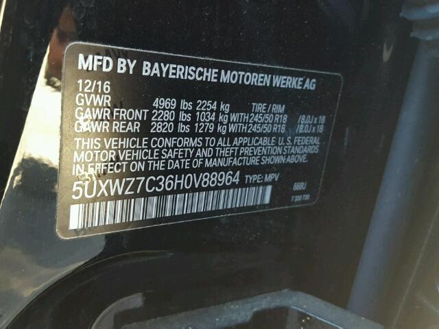 5UXWZ7C36H0V88964 - 2017 BMW X3 SDRIVE2 Schwarz Foto 10