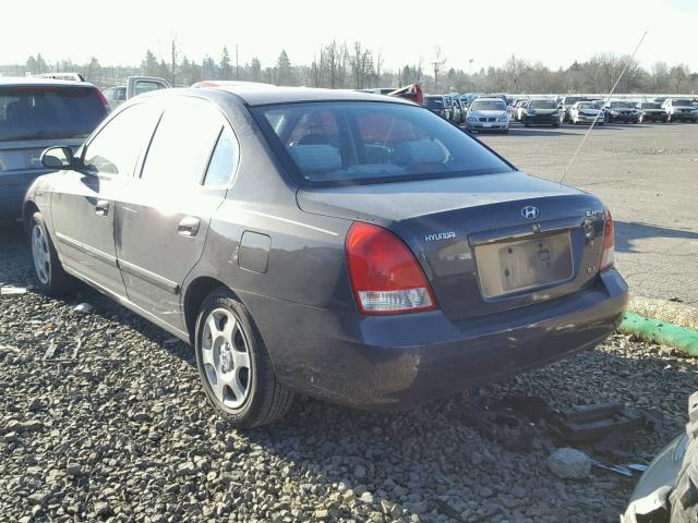 KMHDN45D52U251903 - 2002 HYUNDAI ELANTRA GL BLACK photo 3