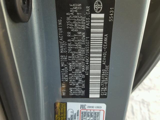 4T1BE46K77U655071 - 2007 TOYOTA CAMRY NEW BLUE photo 10