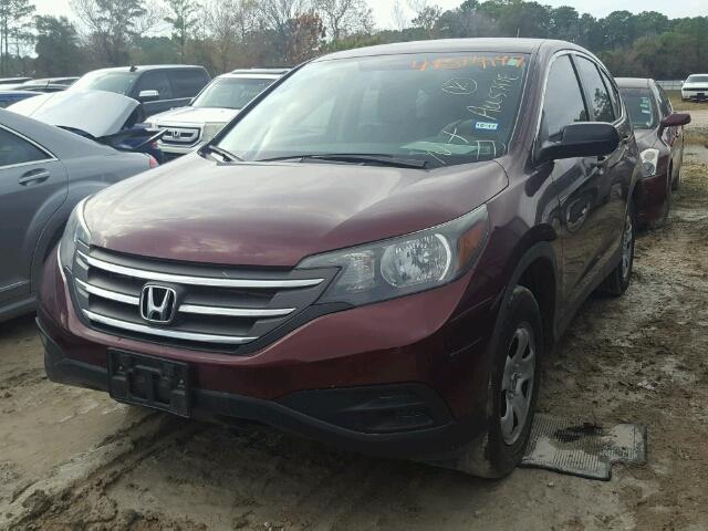 5J6RM3H33EL008556 - 2014 HONDA CR-V LX BURGUNDY photo 2