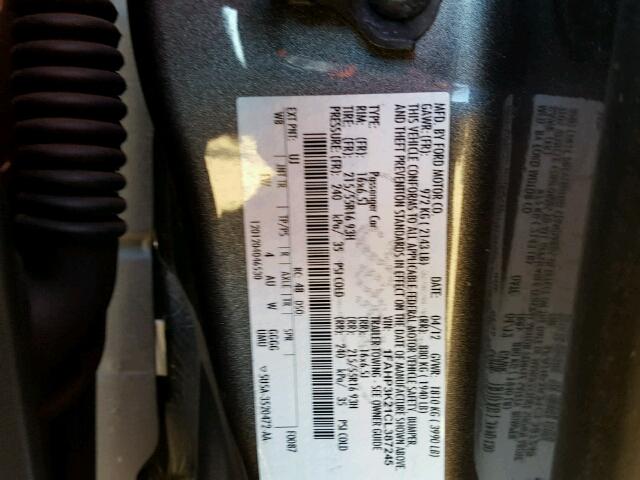 1FAHP3K21CL387245 - 2012 FORD FOCUS SE GRAY photo 10