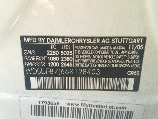 WDBUF87J66X198403 - 2006 MERCEDES-BENZ E 350 4MAT WHITE photo 7