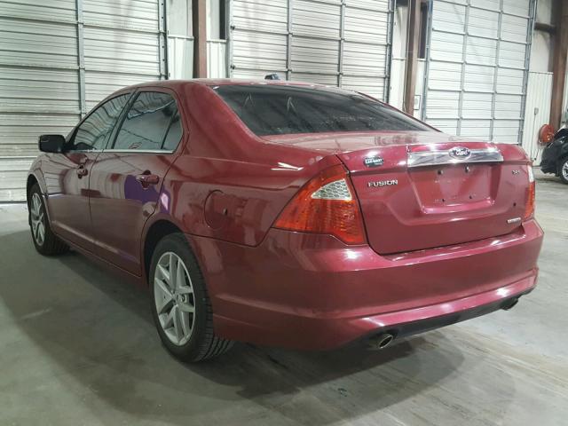 3FAHP0JG9CR317649 - 2012 FORD FUSION SEL RED photo 3