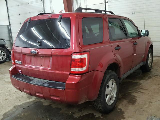 1FMCU03Z38KC64966 - 2008 FORD ESCAPE XLT RED photo 4