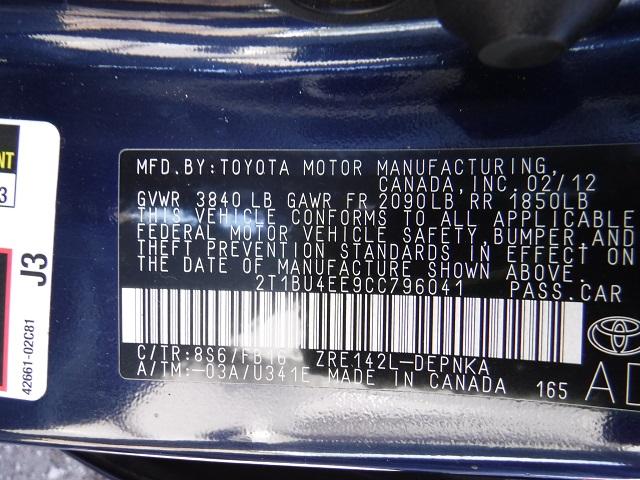 2T1BU4EE9CC796041 - 2012 TOYOTA COROLLA BA BLUE photo 10