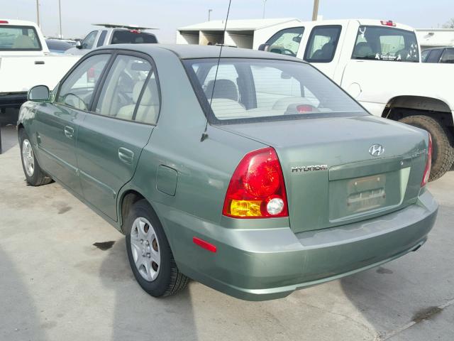 KMHCG45C55U600902 - 2005 HYUNDAI ACCENT GL GREEN photo 3