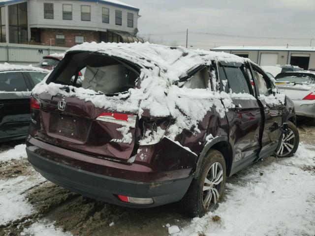 5FNYF6H35GB097792 - 2016 HONDA PILOT EX MAROON photo 4