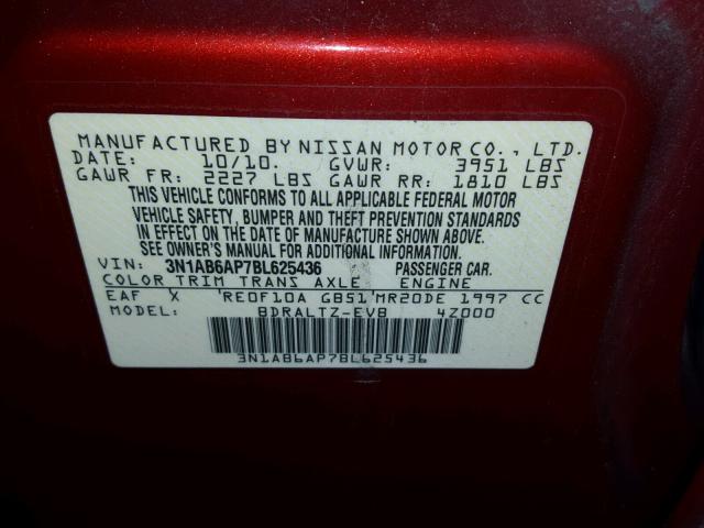 3N1AB6AP7BL625436 - 2011 NISSAN SENTRA 2.0 RED photo 10