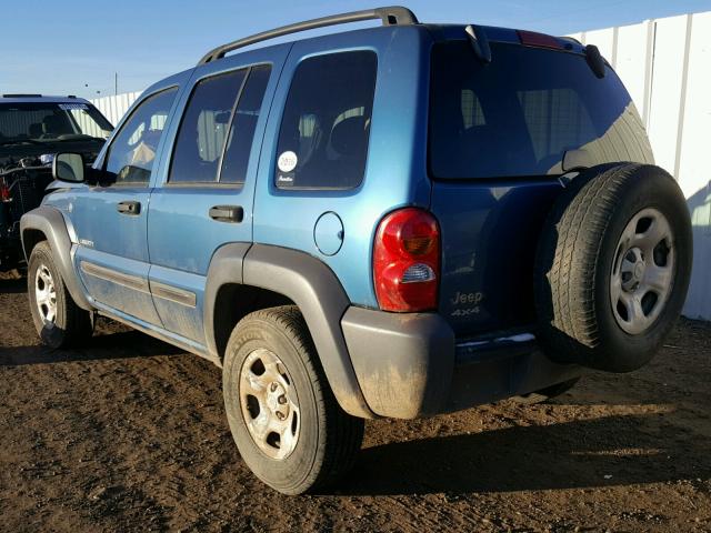 1J4GL48K54W326943 - 2004 JEEP LIBERTY SP BLUE photo 3