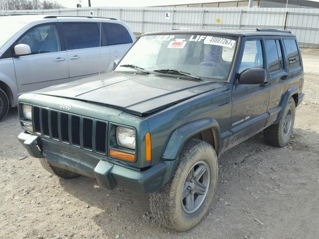 1J4FF58S1YL165491 - 2000 JEEP CHEROKEE C GREEN photo 2