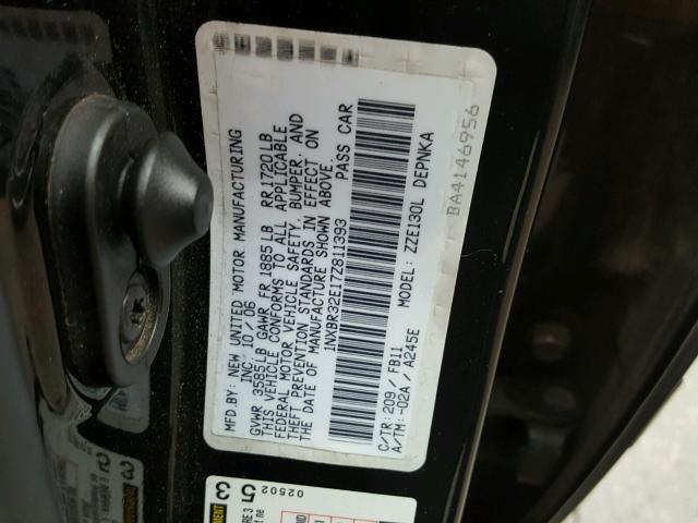 1NXBR32E17Z811393 - 2007 TOYOTA COROLLA CE BLACK photo 10