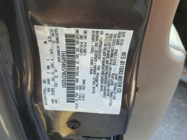 1FAHP34N57W270201 - 2007 FORD FOCUS ZX4 GRAY photo 10