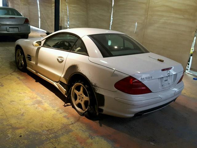 WDBSK75F03F026591 - 2003 MERCEDES-BENZ SL 500R WHITE photo 3