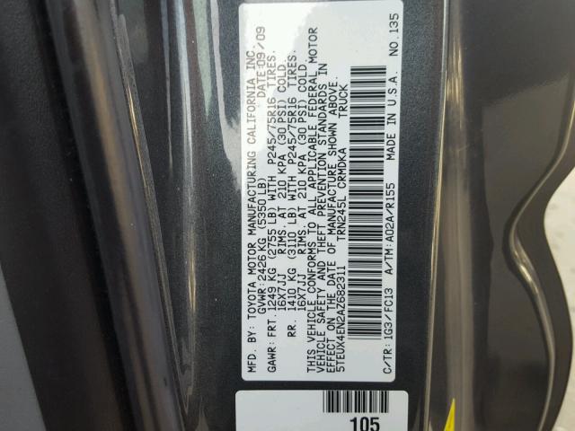 5TEUX4EN2AZ682311 - 2010 TOYOTA TACOMA ACC CHARCOAL photo 10