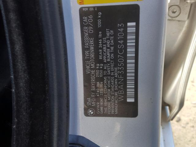 WBANF33507CS41043 - 2007 BMW 525 XI SILVER photo 10