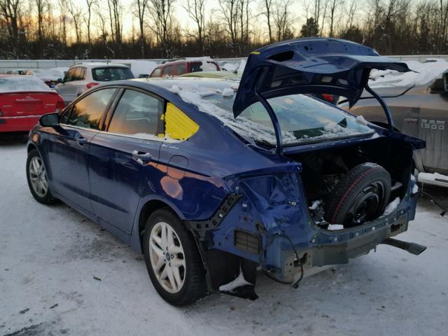 3FA6P0H72DR278210 - 2013 FORD FUSION SE BLUE photo 3