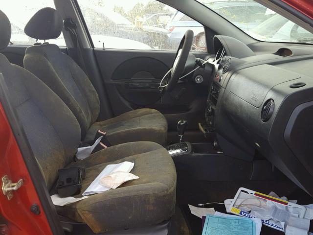 KL1TD56606B577707 - 2006 CHEVROLET AVEO BASE Czerwony zdjęcie 5